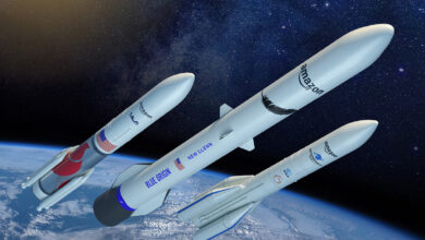 amazon project kuiper launch rockets simulation blue origin ula and arianspace Detafour