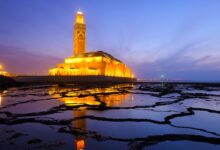 la mosquee hassan ii au coucher du soleil a casablanca maroc Detafour