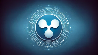 DALL·E 2024 06 12 13.04.28 Create a professional wide format image displaying the Ripple XRP logo centered in the frame. The background should be a subtle elegant gradient of Detafour