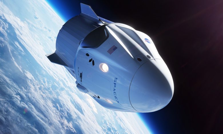 Crew Dragon DM 1 orbit tall pano SpaceX crop 3 Detafour